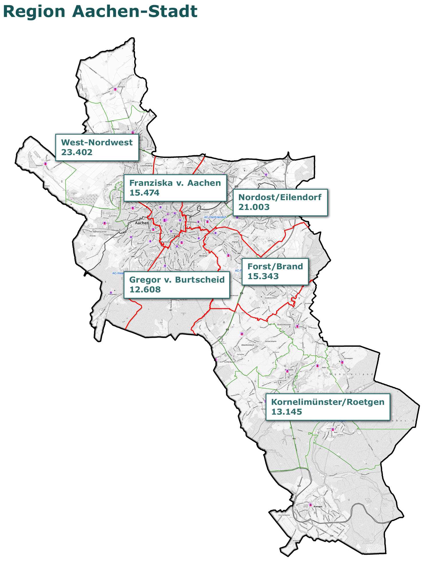 Die Pastoralen Räume für die Region Aachen-Stadt (c) Bistum Aachen