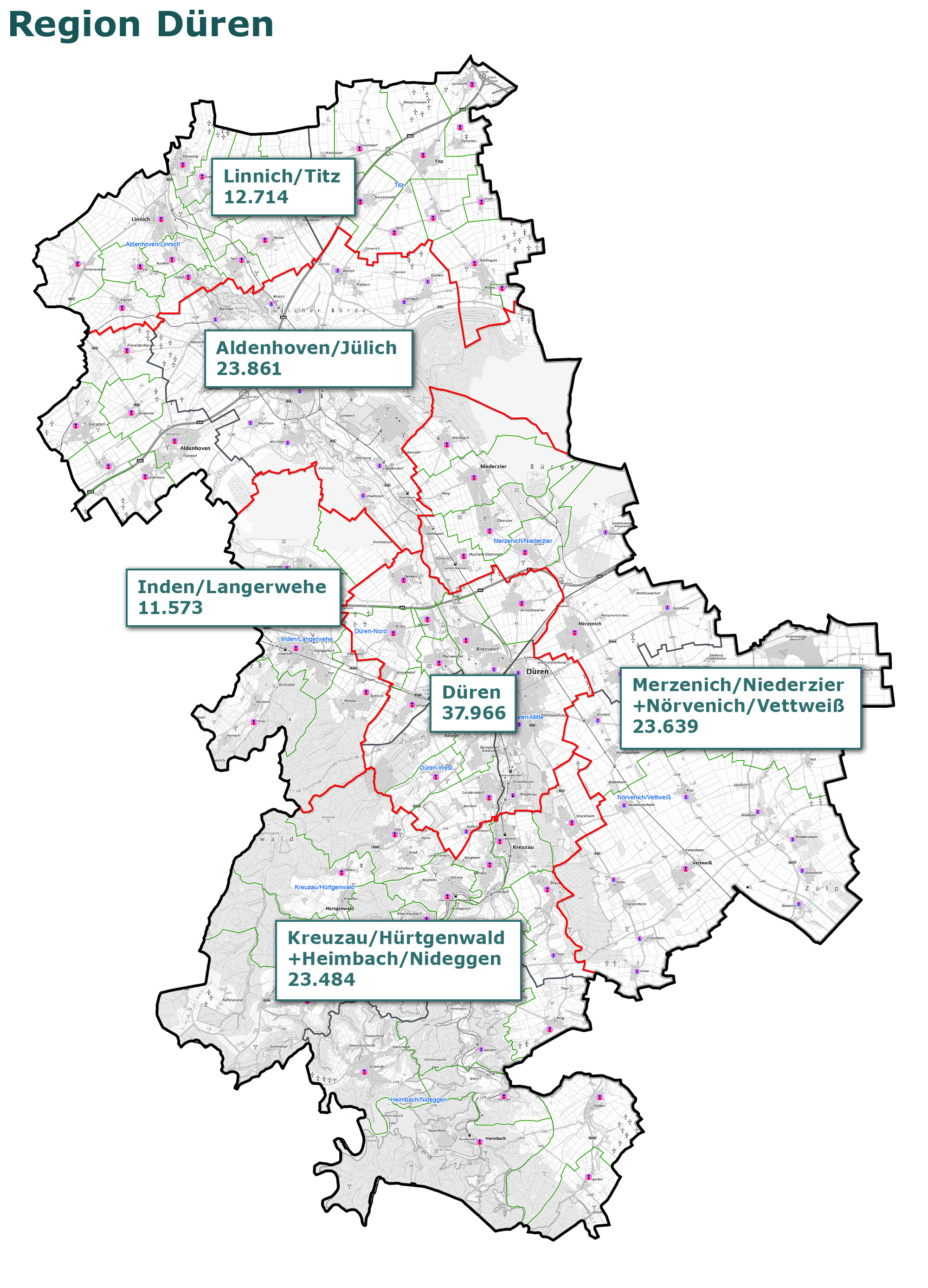 Die Pastoralen Räume für die Region Düren (c) Bistum Aachen
