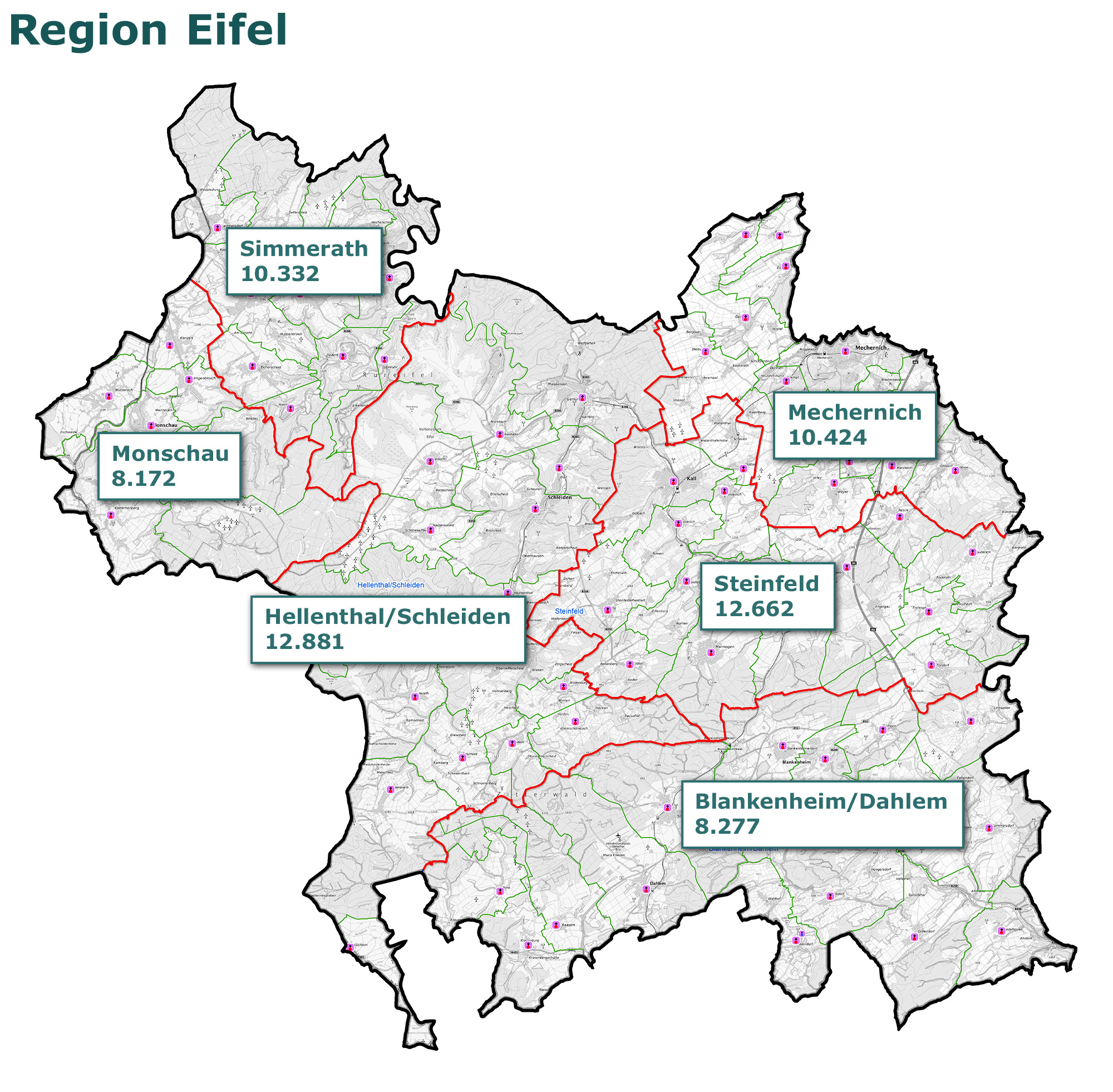 Die Pastoralen Räume für die Region Eifel (c) Bistum Aachen