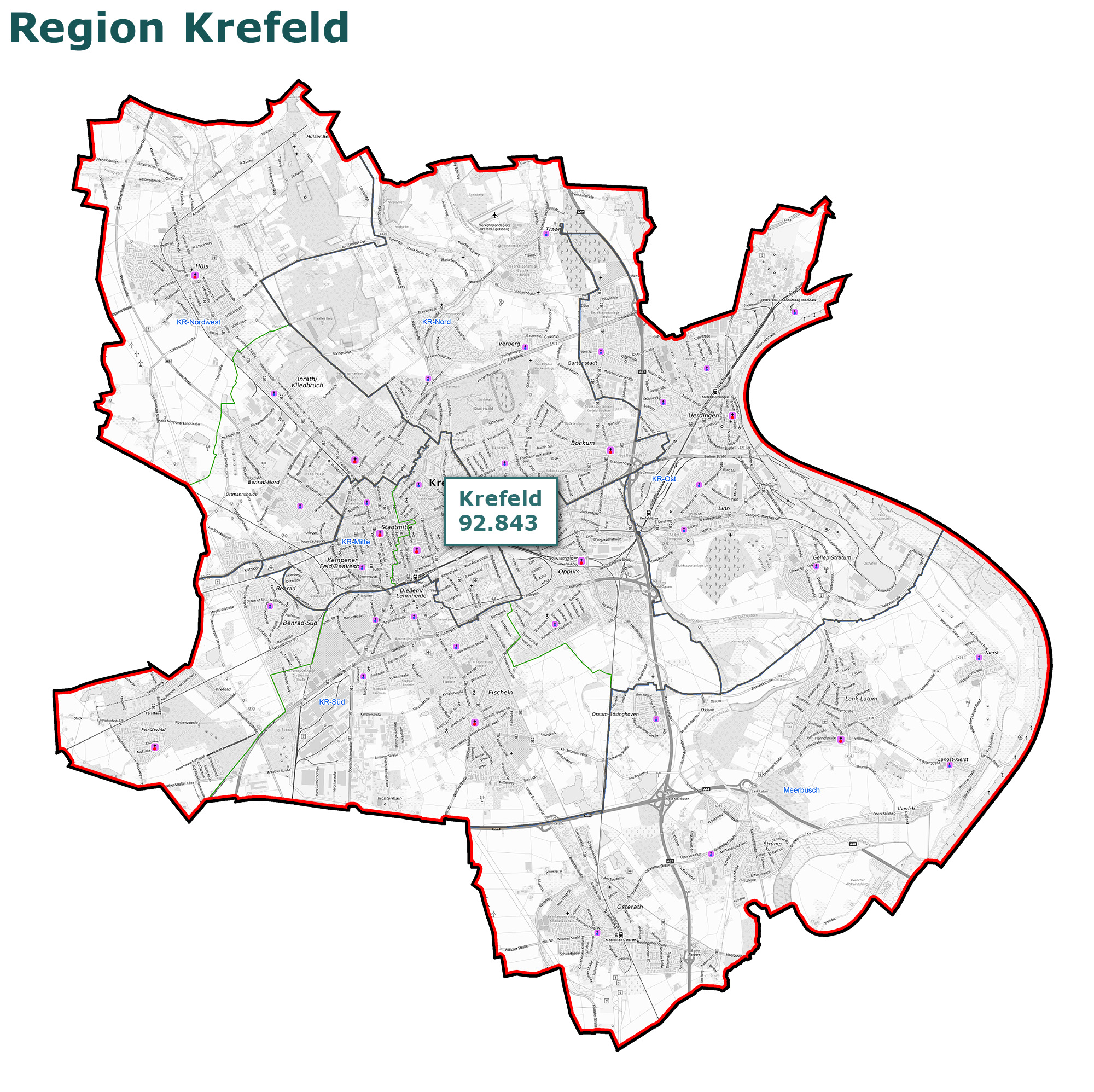 Die Pastoralen Räume für die Region Krefeld (c) Bistum Aachen