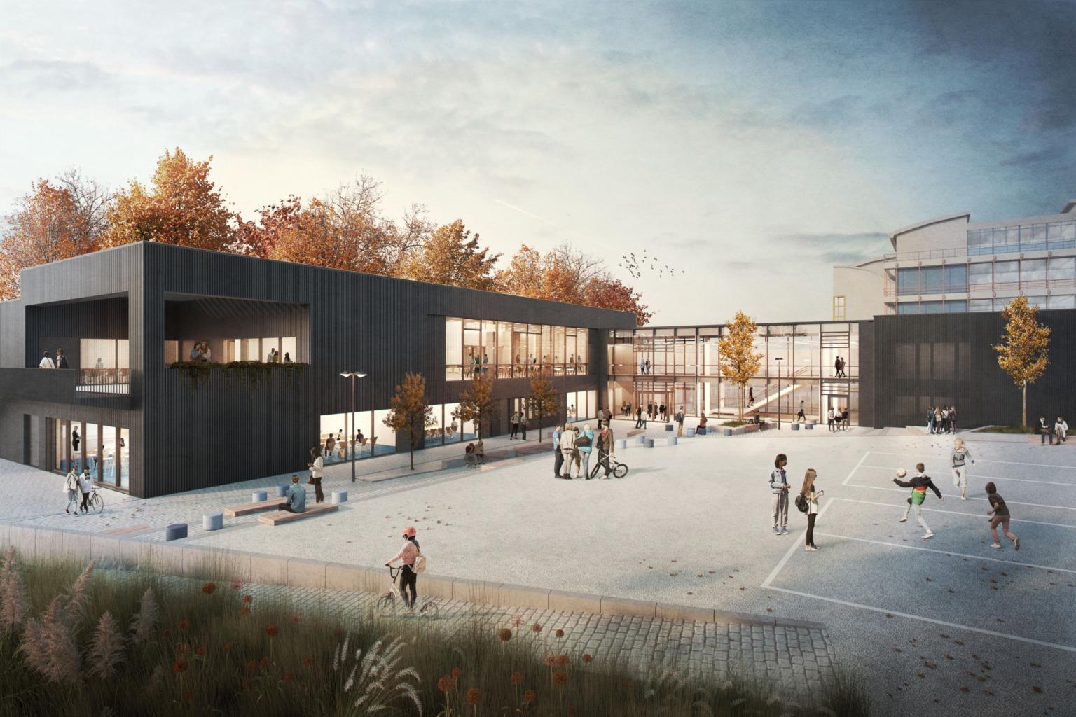 In vier Bauabschnitten wird das Bischöfliche Pius-Gymnasium erweitert. (c) Visualisierung: Rendertaxi für Hausmann Architekten GmbH