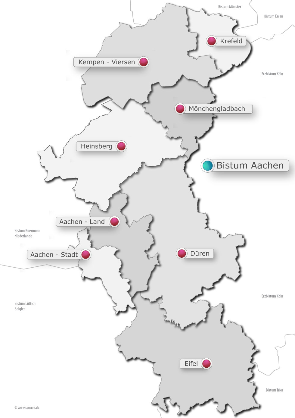 Bistumskarte - Regionen (c) sensum