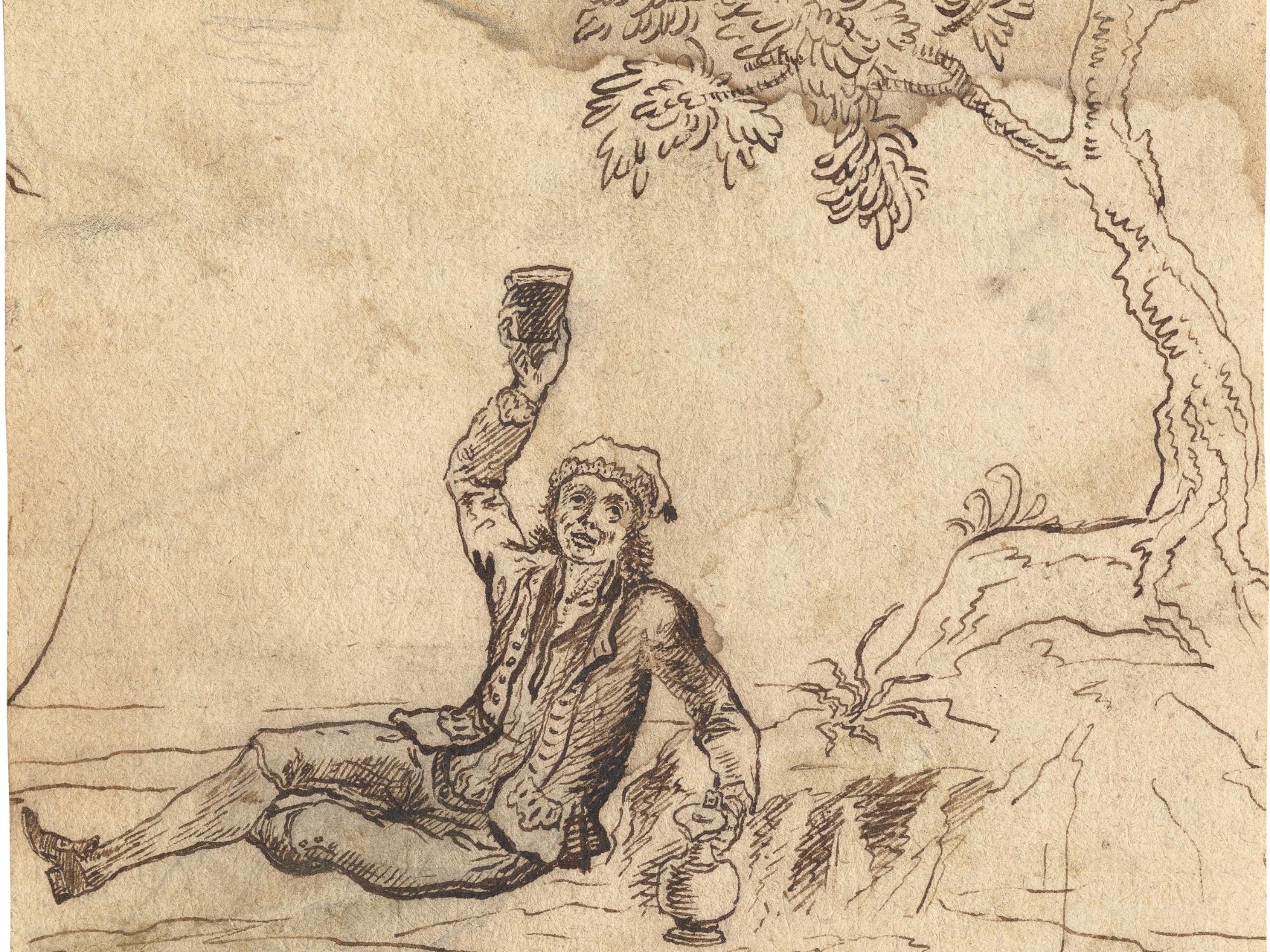 Der Zecher - Zeichnung vom aus Krefeld-Hüls stammenden Pfarrer Heinrich Rosen (1727-1804), der sich u. a. mit Obstanbau aber auch mit Mineralogie beschäftigte. (c) Bistum Aachen/Peter Hinschläger