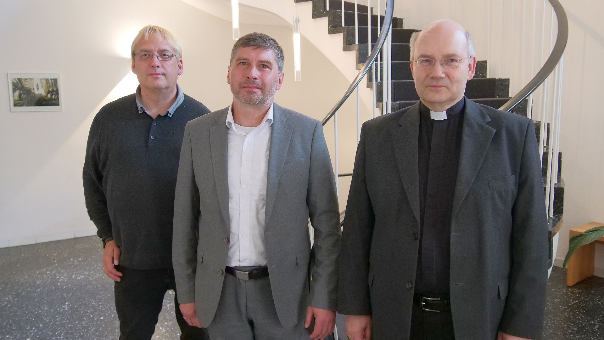 Andreas Funke, Pfarrer Mykola Pavlyk, Bischof Dr. Helmut Dieser (v.l.) (c) Bistum Aachen - Jari Wieschmann
