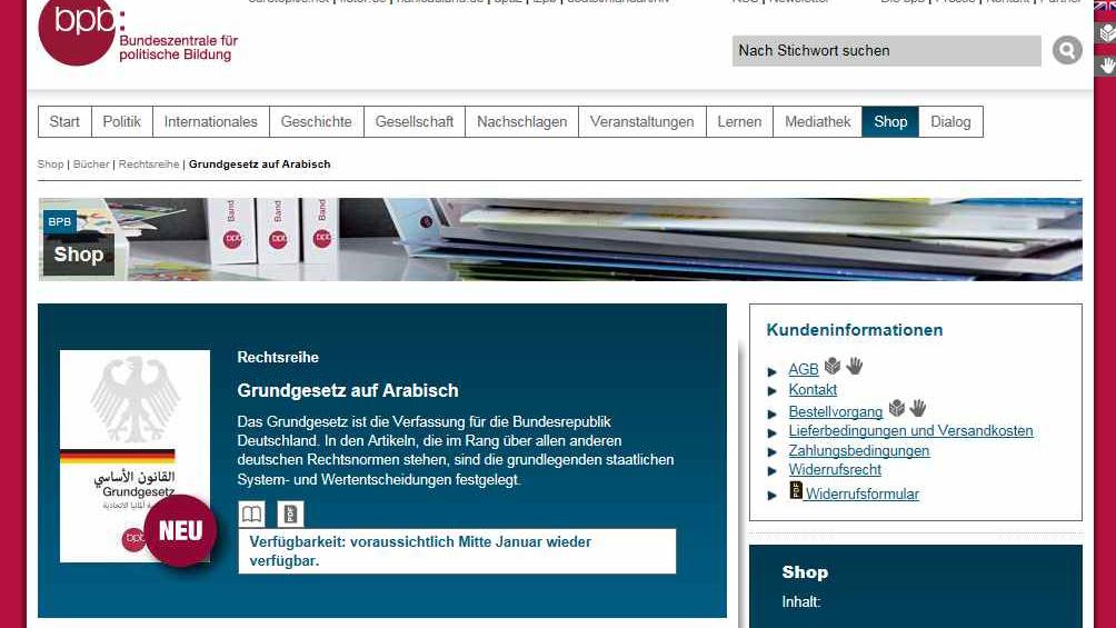 Grundgesetz (c) Screenshot / Bundeszentrale für politische Bildung