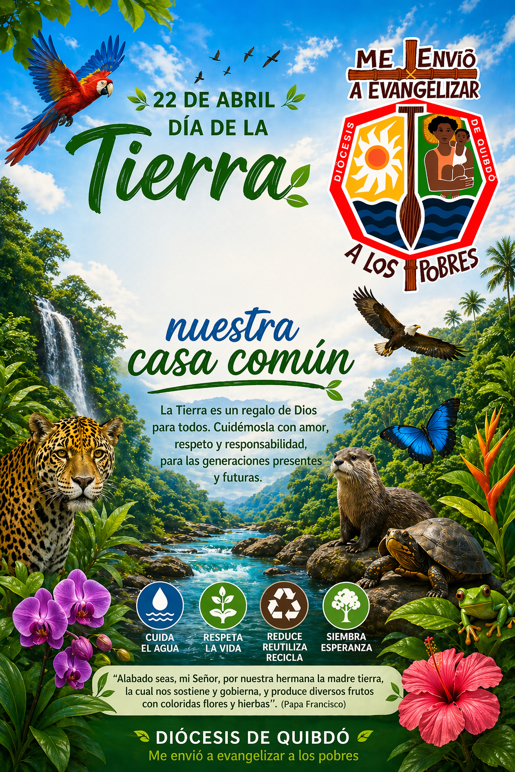 Plakat des Projektes zum Schutz afrokolumbianischer und indigener Gemeinschaften in Bojayá und Río Quito des Bistums Quibdó.