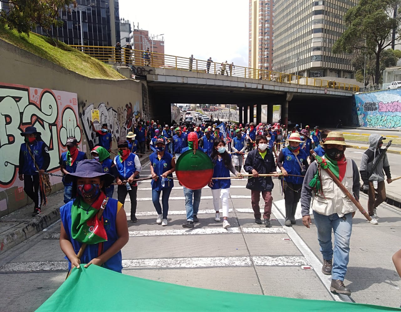 Einzug der Minga Indígena in der Hauptstadt Bogotá (c) Coordinación Regional del Pacífico Colombiano