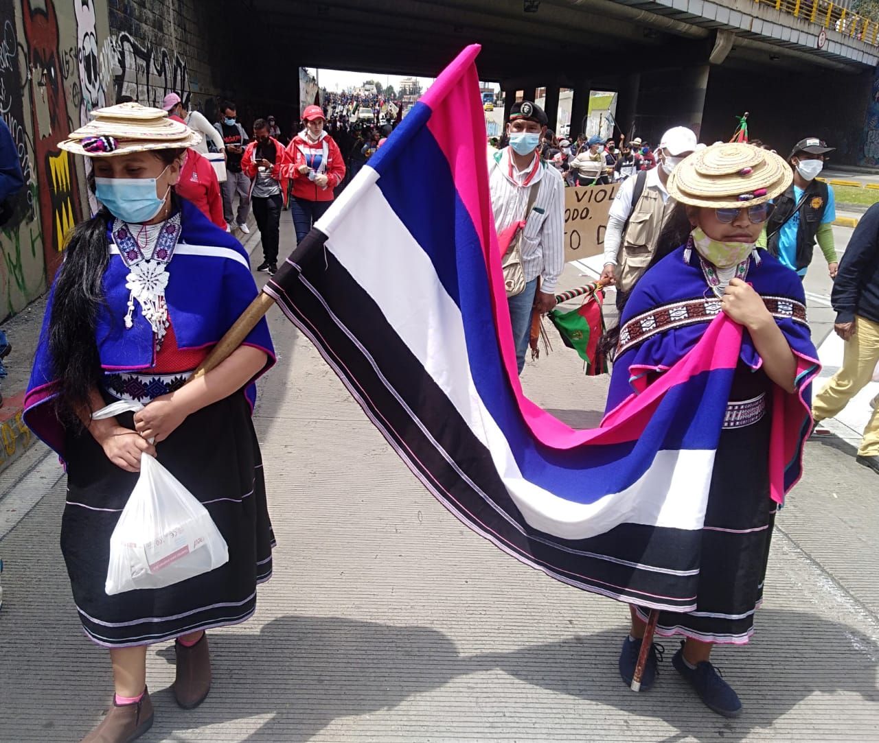 Einzug der Minga Indígena in der Hauptstadt Bogotá