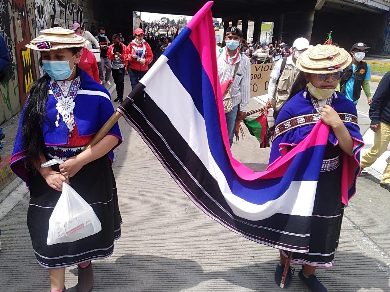 Einzug der Minga Indígena in der Hauptstadt Bogotá