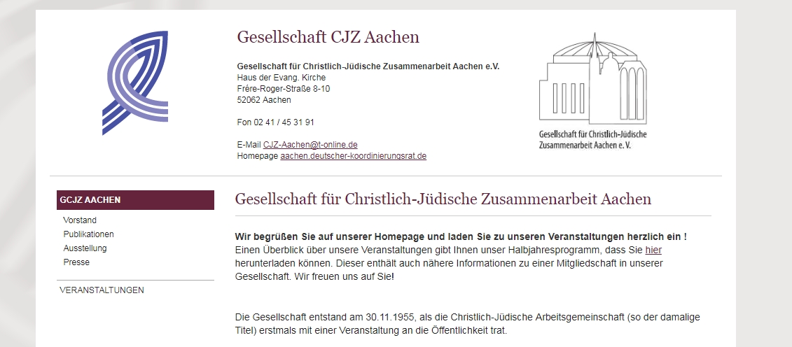 Gesellschaft für christl. jüdische Zusammenarbeit Aachen e. V. (c) Gesellschaft für christl. jüdische Zusammenarbeit Aachen e. V.