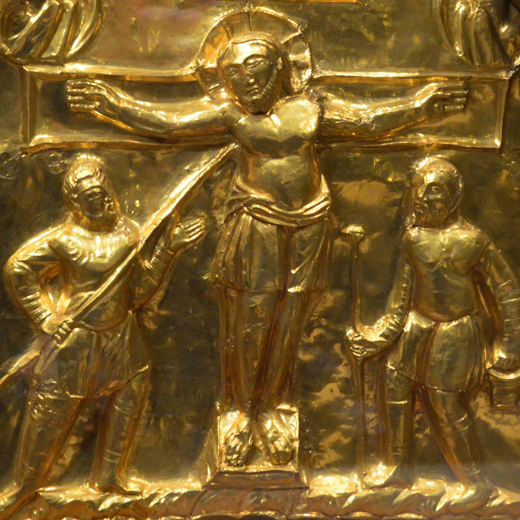 Kreuzigung, Detail aus der Pala d'oro im Aachener Dom