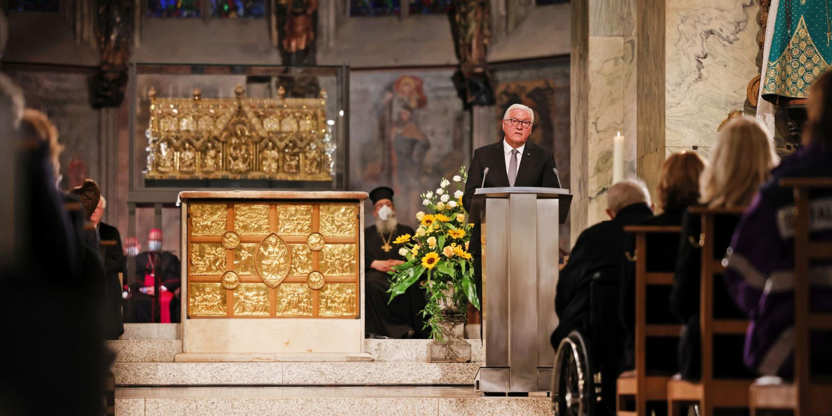 Bundespräsident Frank-Walter Steinmeier bei seiner Ansprache (c) Bistum Aachen - Andreas Steindl