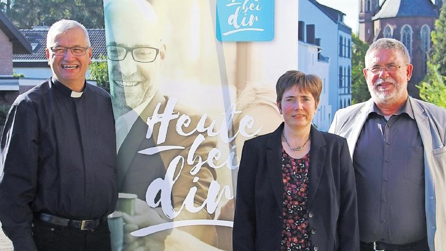 Die Neuen für Aachen-Land: Regionalvikar Hannokarl Weishaupt, Erdmute Söndgen als Ehrenamtliche und Pastoralreferent Norbert Franzen.