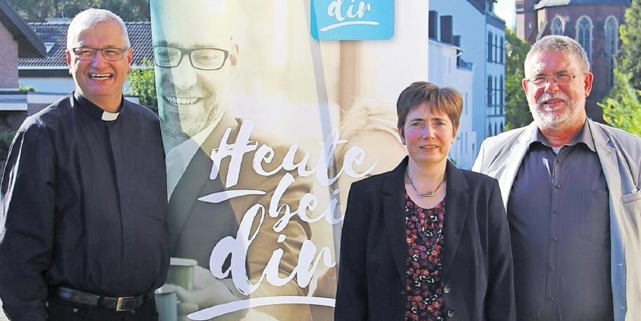 Die Neuen für Aachen-Land: Regionalvikar Hannokarl Weishaupt, Erdmute Söndgen als Ehrenamtliche und Pastoralreferent Norbert Franzen.