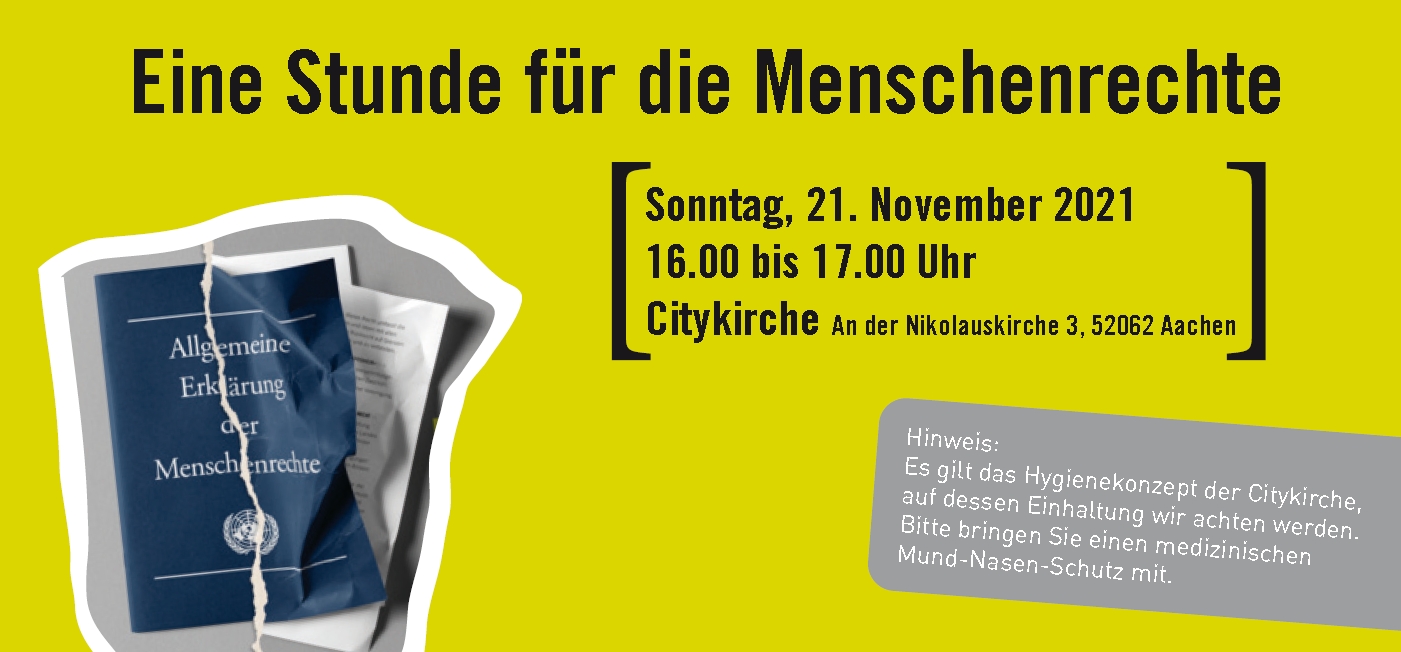 Flyer Eine Stunde für die Menschenrechte (c) Save me