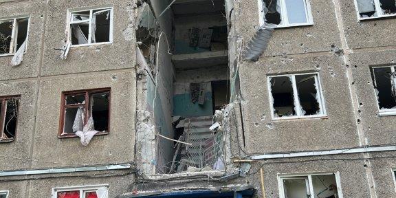 General views of damaged civilian infrastructure in Kharkiv, Ukraine, April 2022