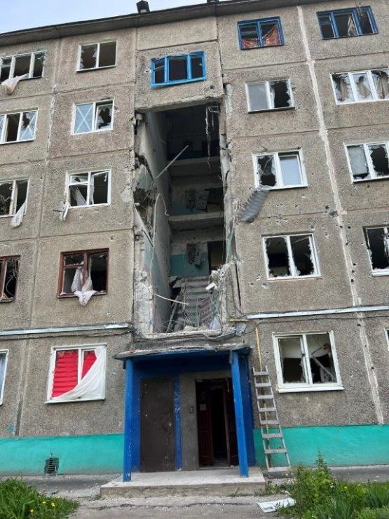 General views of damaged civilian infrastructure in Kharkiv, Ukraine, April 2022