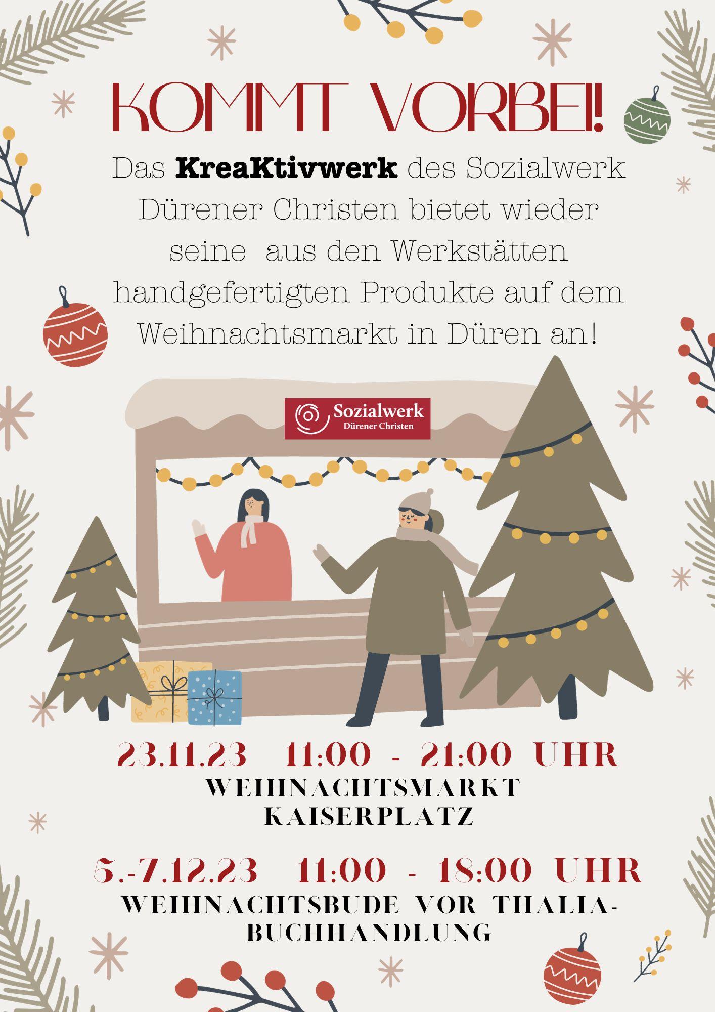 Einladung zum Weihnachtsbudenverkauf (c) Sozialwerk Dürener Christen mit seinem KreaKtivwerk