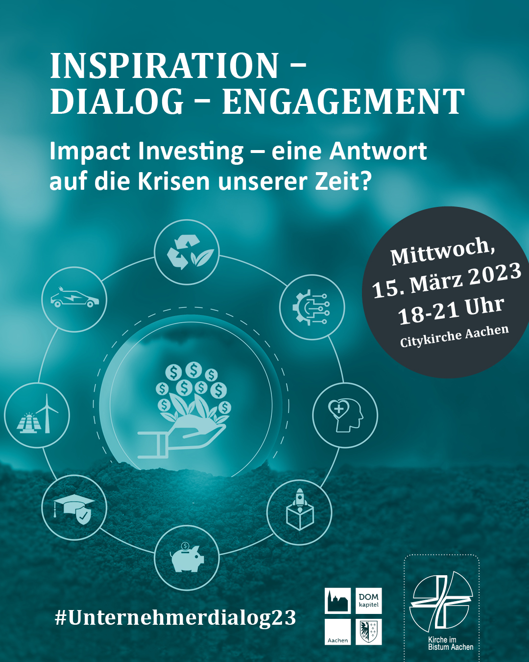 Visual Einladung Unternehmerdialog 2023 - Posting - Hashtag (c) Bistum Aachen