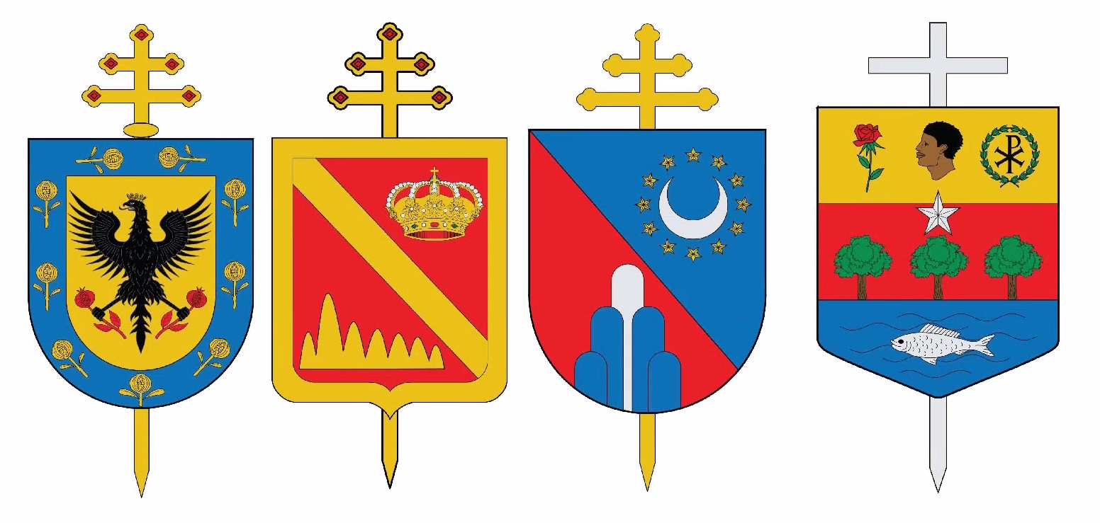 Wappen der (Erz-)Bistümer Bogotá, Cali, Ibagué und Tumaco (c) CEC