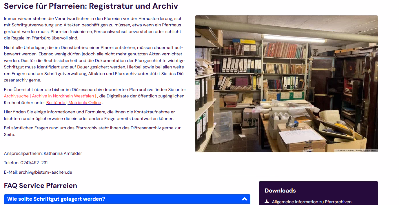 Serviceseite Pfarreien