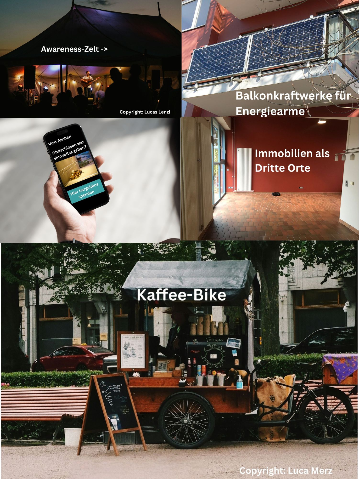 Verschiedene Aspekte und Ideen mit dem Fokus auf Kaffee