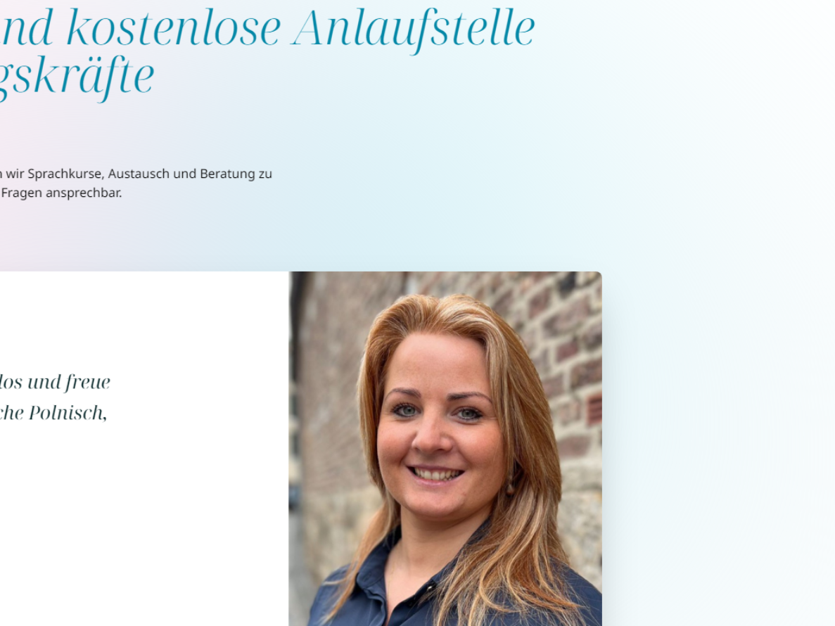 Landingpage der Seelsorgerin als Ansprechperson für häusliche Betreuungkräfte