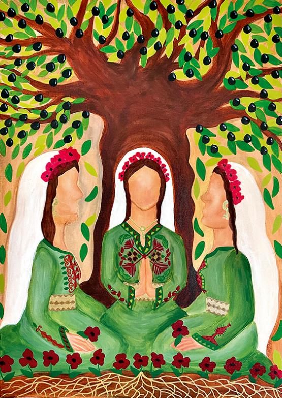 'Praying Palestinian Women' von der Künstlerin Halima Aziz,