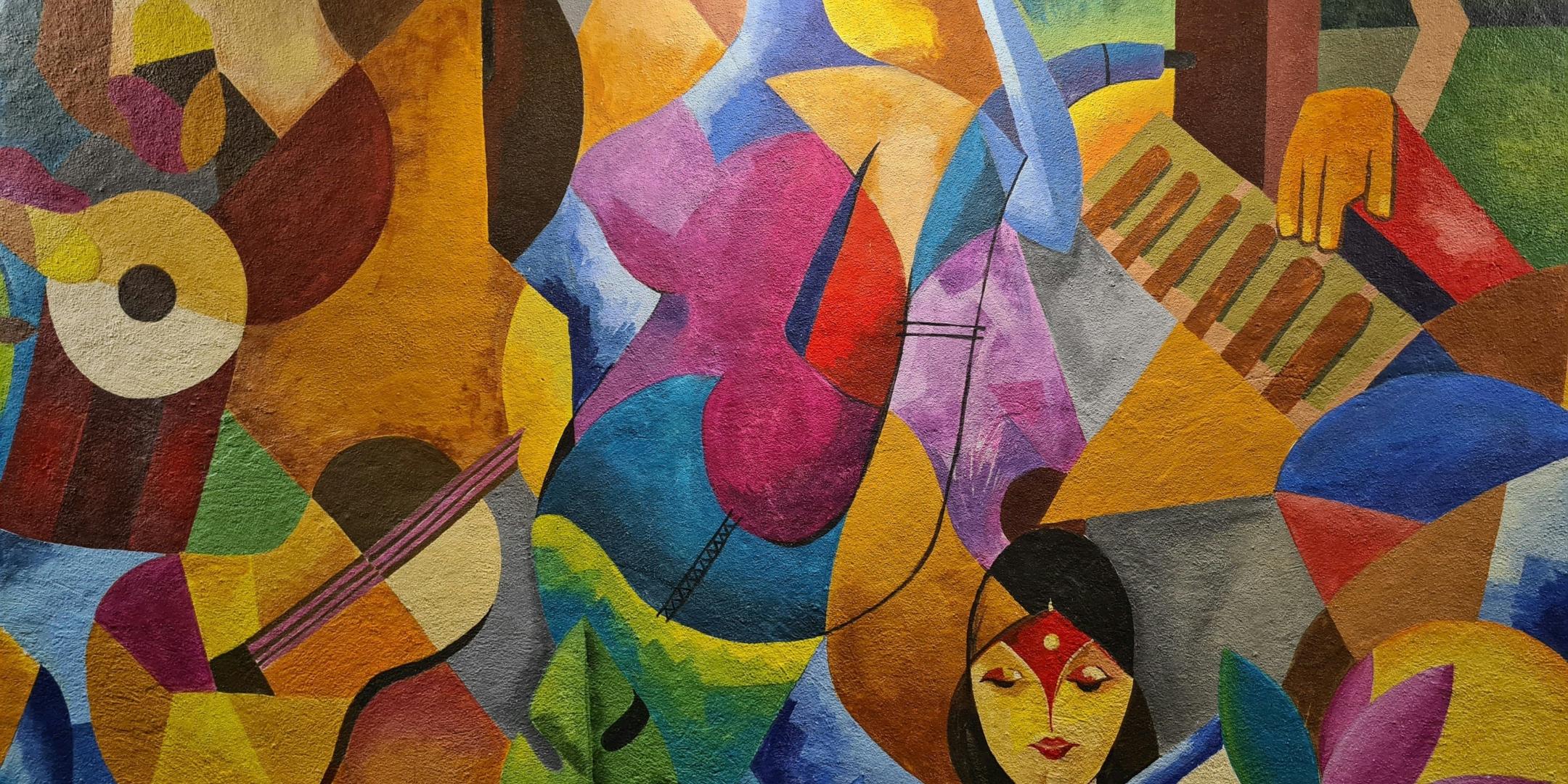 farbenfrohes Bild auf einer Leinwand