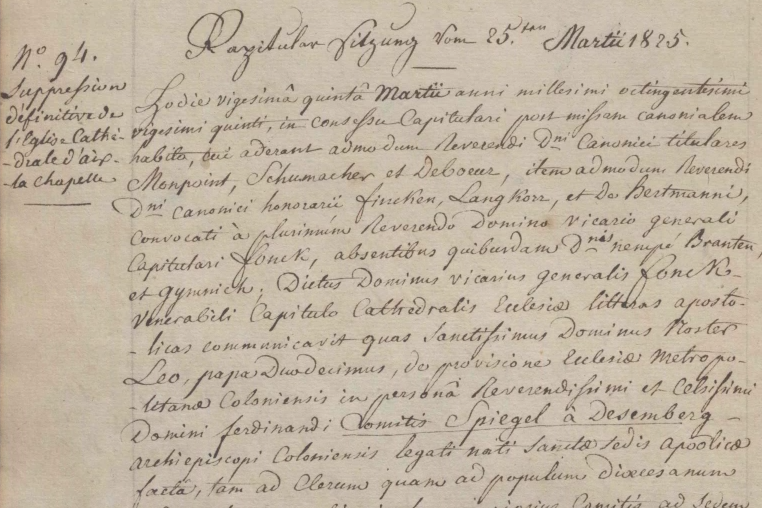 Stiftsprotokoll vom 25.04.1825