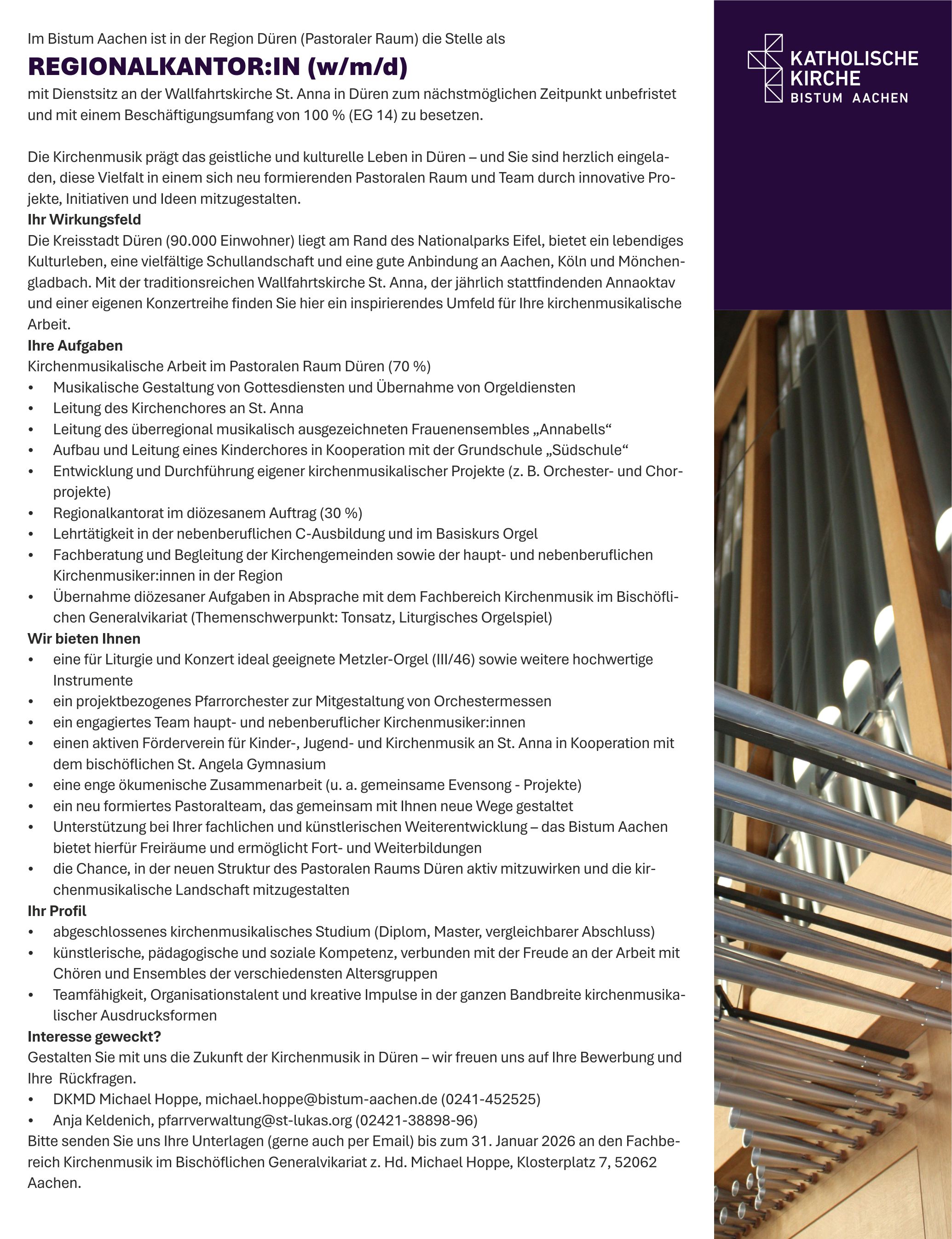 Regionalkantor:in Düren