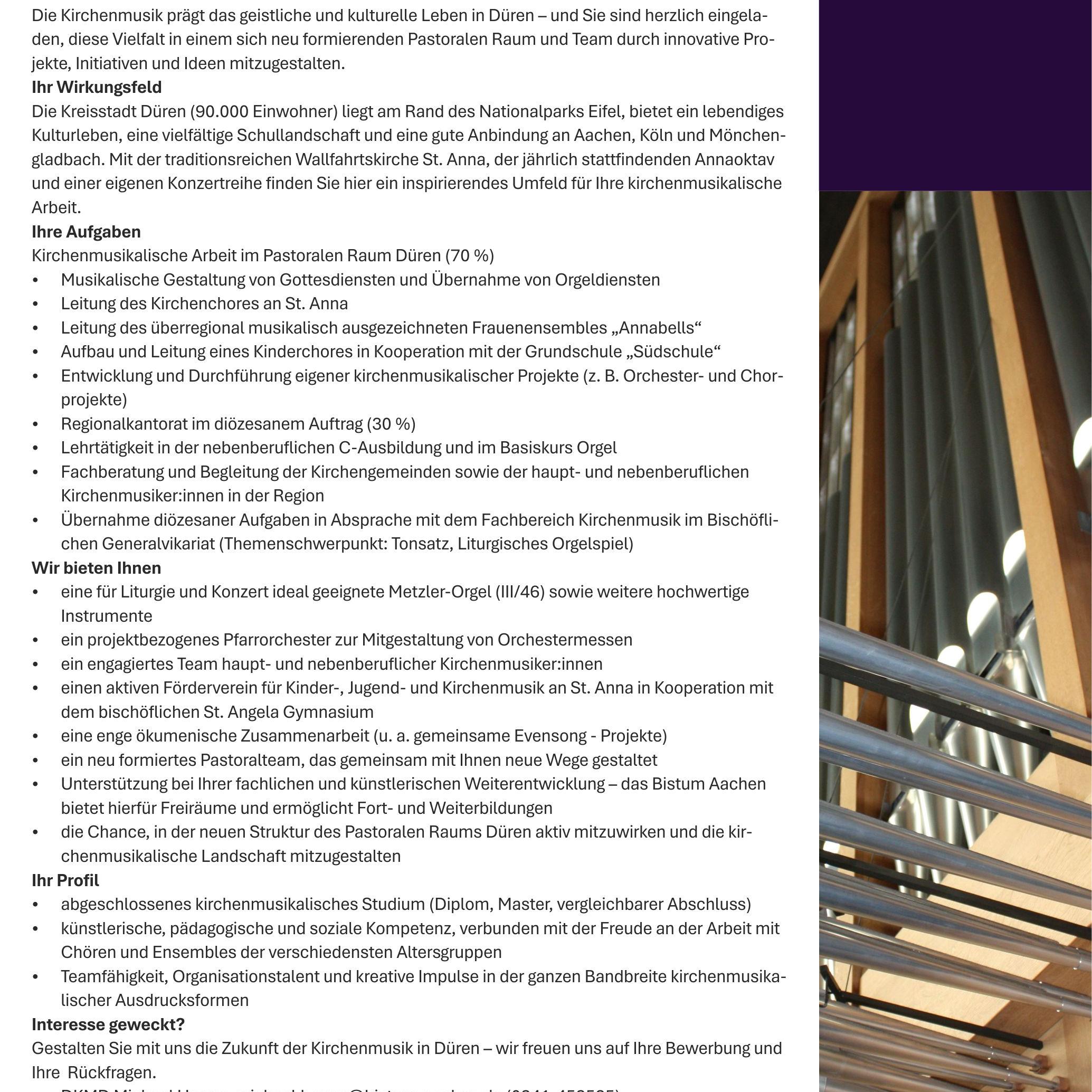 Regionalkantor:in Düren