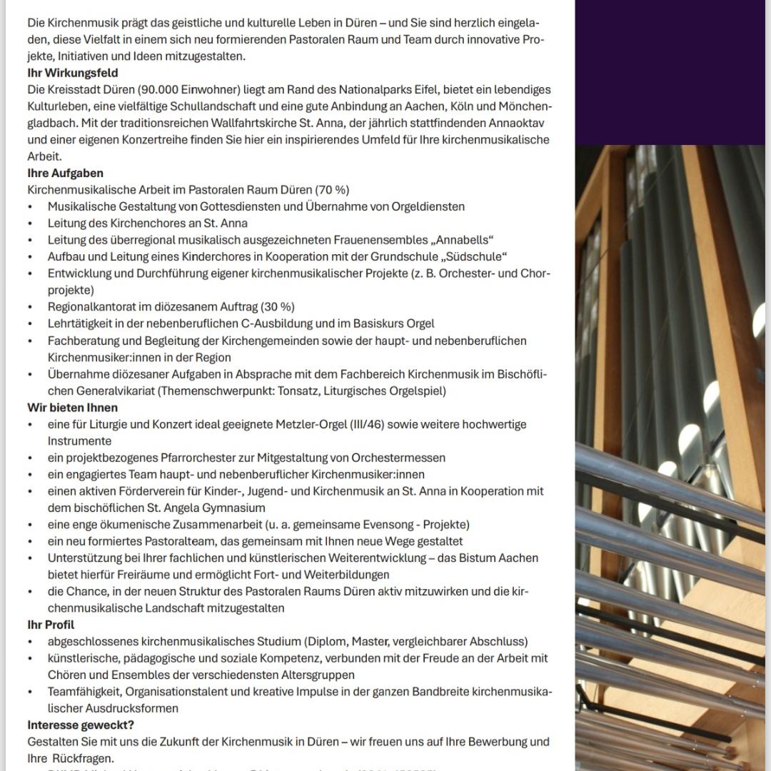 Regionalkantor:in Düren