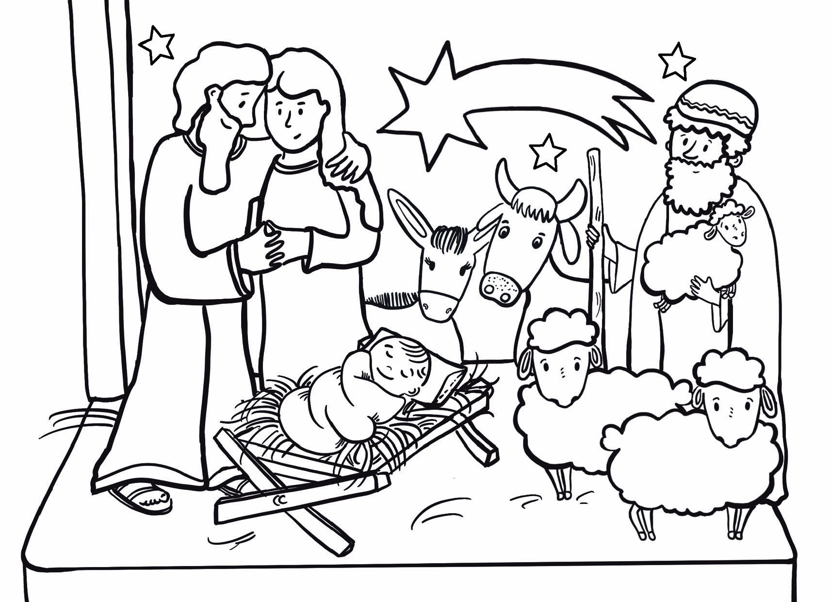 Krippendarstellung zum Ausmalen
