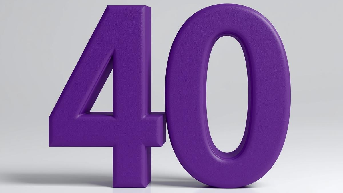 Die Zahl 40 lilafarben