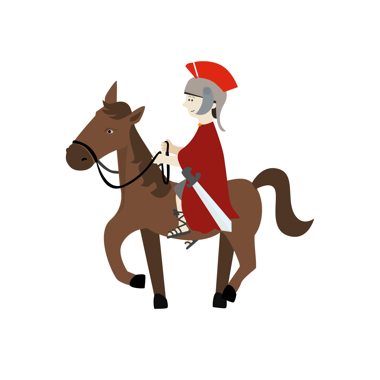 Sankt Martin mit rotem Mantel auf einem Pferd