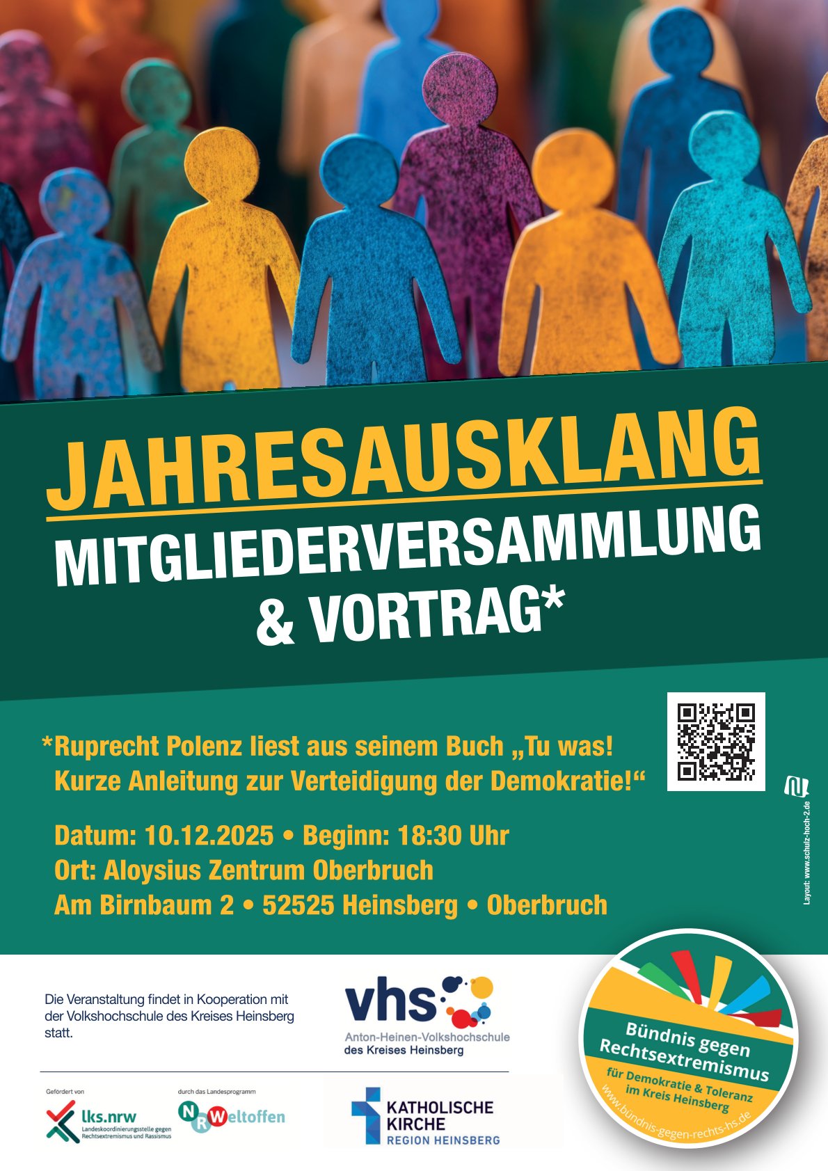 Plakat mit Datum und Ort Jahresausklang Mitgliederversammlung