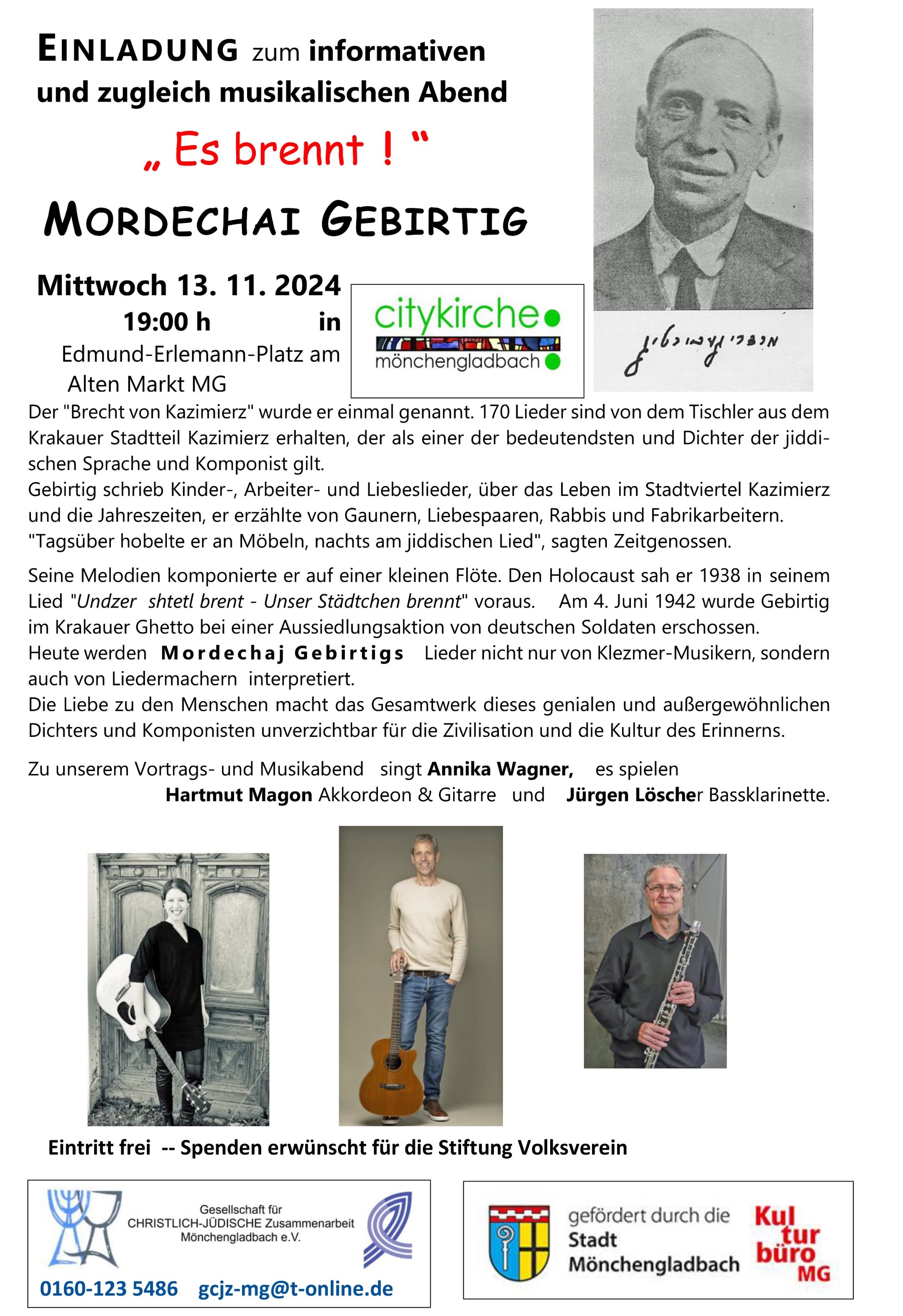 2024.11.13 Einladung Mordechaj Gebirtig