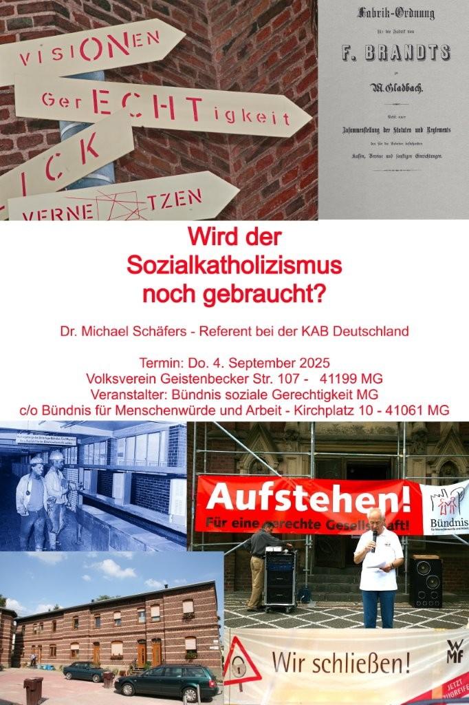 Plakat mit Ankündigung Veranstaltung Sozialkatholizismus