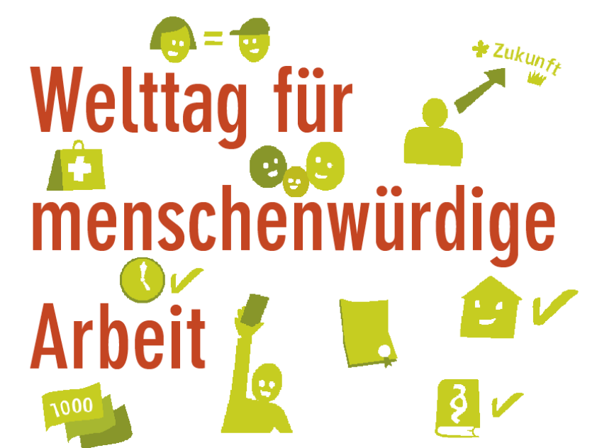 Plakat Welttag für menschwürdiges Arbeiten