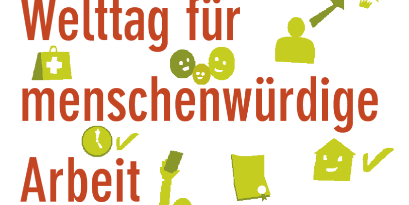 Plakat Welttag für menschwürdiges Arbeiten
