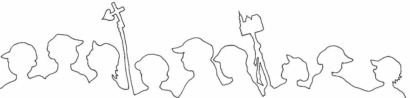 Silhouette Pilgern mit Kindern