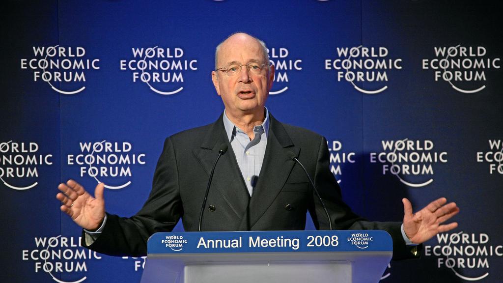 Davos, Switzelrand, Klaus Schwab, Founder and Executive Chairman, World Economic Forum addresses the audience during the session 'Message from Davos: Believing in the Future' at the Annual Meeting 2008 of the World Economic Forum in Davos, Switzerland, January 27, 2008.