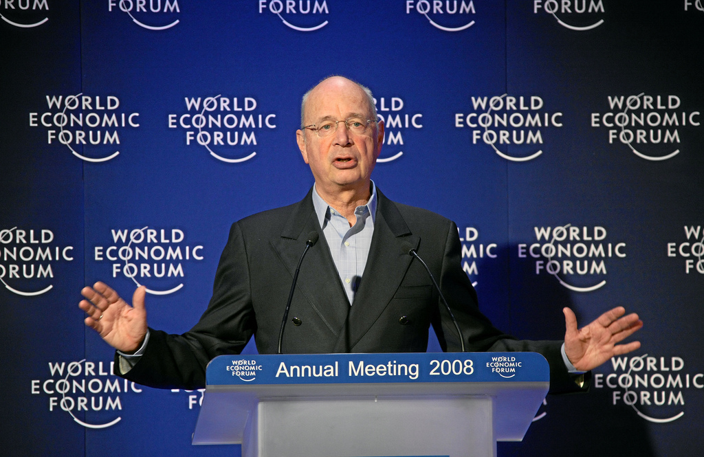 Davos, Switzelrand, Klaus Schwab, Founder and Executive Chairman, World Economic Forum addresses the audience during the session 'Message from Davos: Believing in the Future' at the Annual Meeting 2008 of the World Economic Forum in Davos, Switzerland, January 27, 2008.