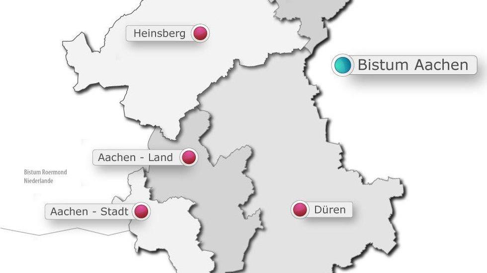 Karte des Bistums Aachen
