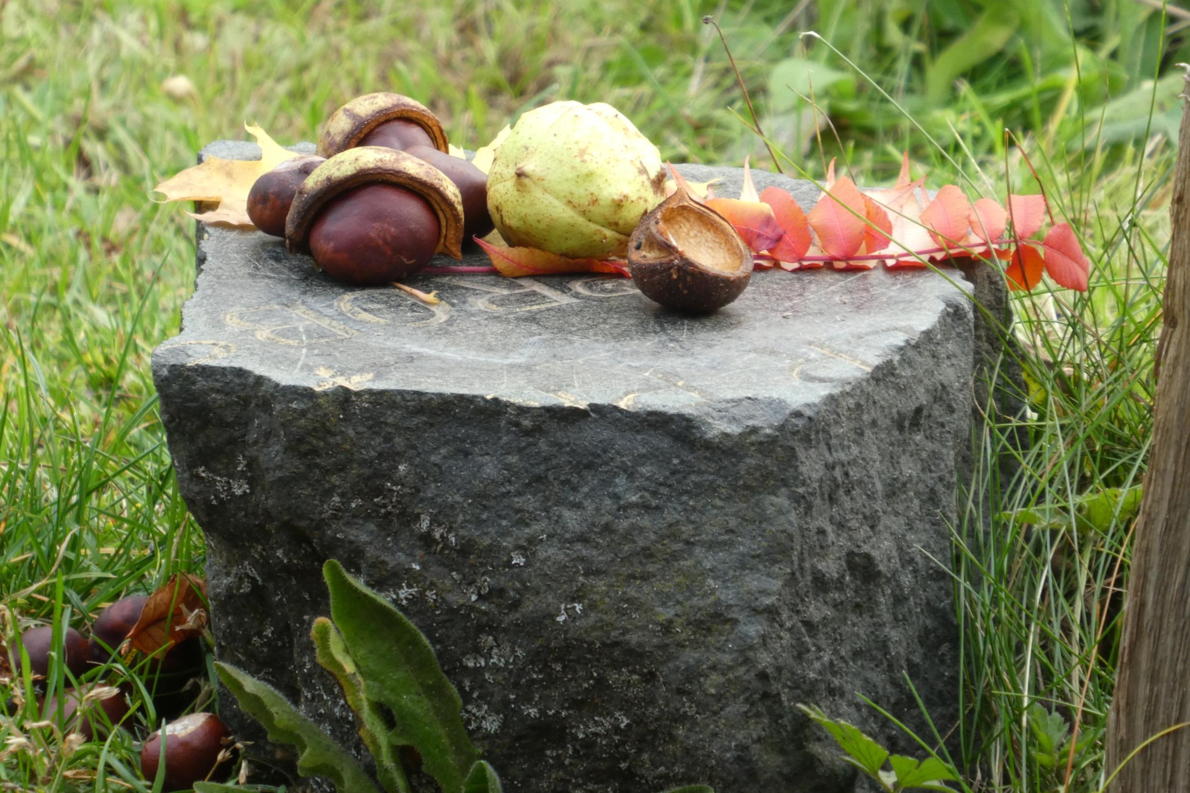 Grabstein im Garten