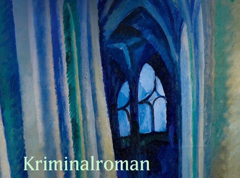 Gemalte Kirche mit Fensterbogen, es ist das Cover des Krimis 'Der Schatten hinter dem Schatten' von Gregor Maria Hoff.