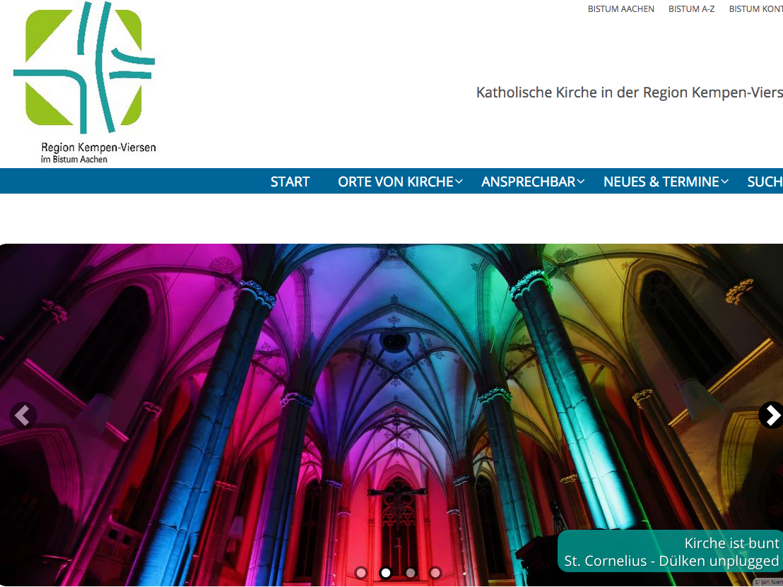 „Kirche ist bunt“. Mit diesem Bild aus der Kirche  St. Cornelius Dülken macht die Region Kempen-Viersen auf.