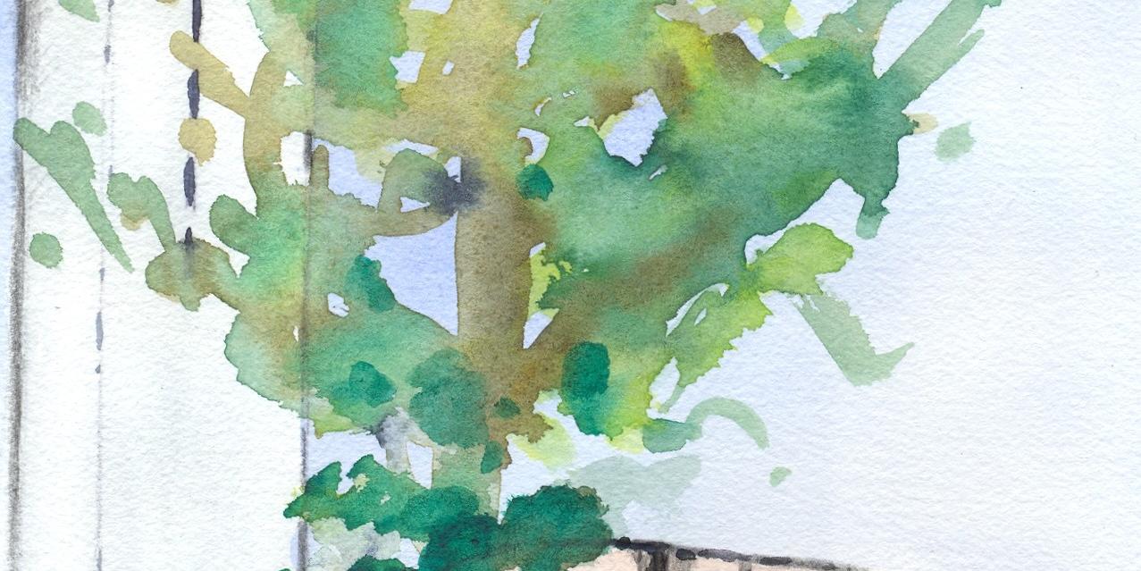 Aquarel Kirche St. Thekla von Jochen Jung Ausschnitt
