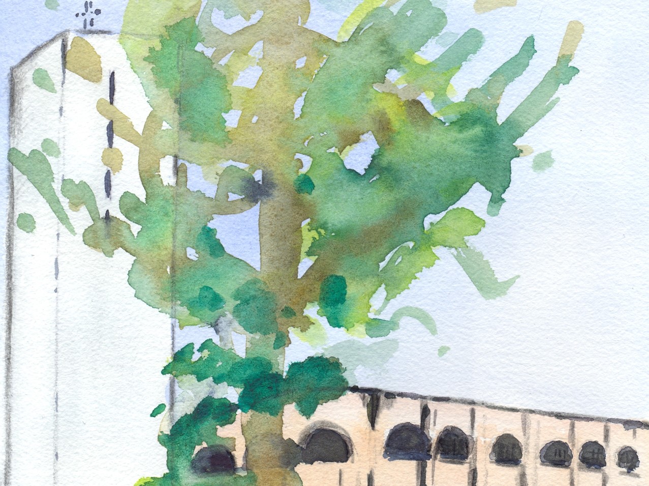 Aquarel Kirche St. Thekla von Jochen Jung Ausschnitt